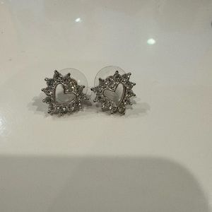 Heart gem crystal earrings studs